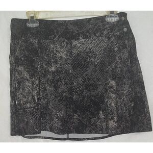 Columbia Skirt Womens Large Black Grey Print Bound Around Mini Wrap Zip Pocket A